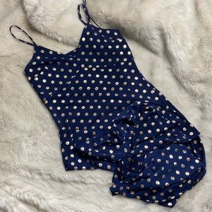 Beautiful Michael KORS Maxi Dress in Dk Blue with Gold Leaf Sz Small S